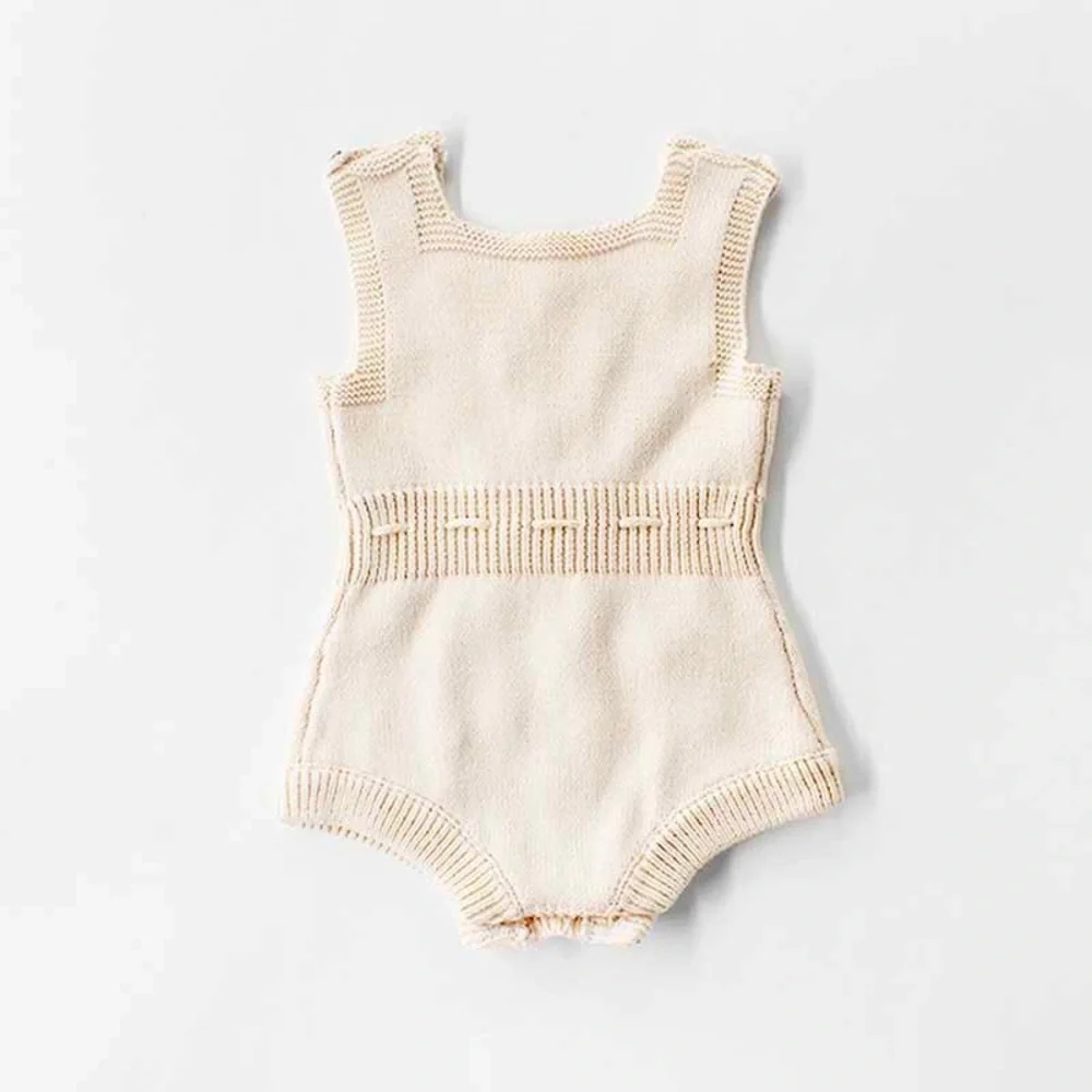 Chubby Bubby Bear Baby Knitted Pompom Romper Jumpsuit 100% Cotton Size 6-12 M
